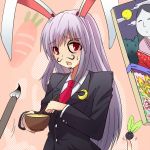  animal_ears blazer bunny_ears drawing drawing_on_face face face_painting miyo_(ranthath) necktie painting portrait purple_hair red_eyes reisen_udongein_inaba solo touhou 
