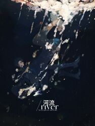  black_hair breathing742105 character_name chinese_text closed_eyes cover cover_page english_text falling from_side highres omniscient_reader&#039;s_viewpoint outstretched_legs short_hair sinking submerged surf yoo_joonghyuk 