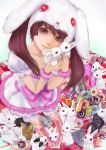  1girl dress highres mamoru original rabbit solo too_many_bunnies twintails 