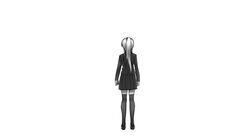  alternate_costume alternate_hairstyle caffein cyber_diver_(vocaloid) fist from_behind long_hair long_sleeves monochrome ponytail skirt standing thigh-highs thighhighs uniform vocaloid voyakiloid white_hair young yowane_haku zettai_ryouiki 