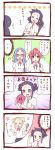  0_0 4girls 4koma ^_^ atago_hiroe atago_kinue blue_eyes bow chair check_(check_book) closed_eyes collared_shirt comic commentary_request double_bun drooling hair_bobbles hair_bow hair_brush hair_ornament hand_mirror long_ponytail mase_yuuko mirror multiple_girls payot red_eyes red_glasses redhead ribbon saki school_uniform sleeping translation_request twintails ueshige_suzu 