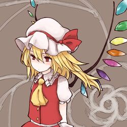  blonde_hair chaki flandre_scarlet hat long_hair red_eyes solo the_embodiment_of_scarlet_devil touhou wings 