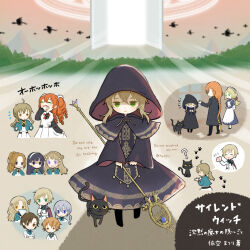  &gt;_&lt; 4boys 6+girls aqua_jacket ayawo black_capelet black_robe blonde_hair blue_eyes bridget_greyham brown_eyes brown_hair cape capelet casey_grove cat chibi claudia_ashley closed_mouth cropped_torso crying cyril_ashley dragon drill_hair elliott_howard expressionless eyebrows_hidden_by_hair felix_arc_ridill flying full_body gloves green_eyes hair_between_eyes hand_fan holding holding_fan holding_staff isabelle_norton jacket lana_colette long_hair looking_at_viewer louis_miller mage_staff maid medium_hair monica_everett multiple_boys multiple_girls multiple_views neil_clay_maywood nero_(silent_witch) ojou-sama_pose open_mouth paper_fan partially_shaded_face paw_print ponytail purple_hair red_cape robe rynzbelfeid school_uniform shadow short_hair silent_witch smile solid_circle_eyes staff very_long_hair violet_eyes white_gloves 