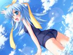  alto_seneka blue_eyes blue_hair clouds game_cg korone_(natsuiro_penguin) natsuiro_penguin school_swimsuit sky swimsuit water 