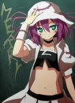  green_eyes hat merry_nightmare midriff negija purple_hair short_hair solo wristband yumekui_merry 