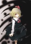  blonde_hair darkness dress gld-sakky hair_over_one_eye hair_ribbon highres red_eyes ribbon rumia short_hair solo the_embodiment_of_scarlet_devil touhou youkai 