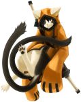  blazblue cat highres hood jubei_(blazblue) male noco solo sword tail weapon white_background 
