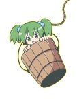  bad_id bucket girl_in_bucket green_eyes green_hair hair_bobbles hair_ornament in_bucket in_container kisume open_mouth short_hair solo touhou transparent_background twintails yuragi_(nukomomo) 