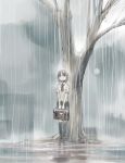  bag bob_cut ikeda_jun original rain school_bag school_uniform short_hair solo tree wet wet_clothes 