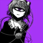  31_violence cyclops face komeiji_koishi komeiji_satori monochrome one-eyed purple role_reversal solo spot_color touhou violence_kumahina 