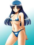  1girl afx bikini blue_hair brown_eyes idolmaster kisaragi_chihaya long_hair standing swimsuit 