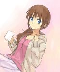  blue_eyes brown_hair casual cup jewelry long_hair lyrical_nanoha mahou_shoujo_lyrical_nanoha mahou_shoujo_lyrical_nanoha_strikers mug ring shirogane_(fox) smile takamachi_nanoha wedding_band wedding_ring 