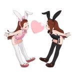  alternate_hairstyle brown_hair bunny_ears bunnysuit closed_eyes dual_persona eyes_closed heart idolmaster idolmaster_2 loafers long_hair mary_janes minase_iori shoes symmetry thigh-highs thighhighs wata_do_chinkuru wata_domingez 