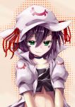  green_eyes hat highres merry_nightmare midriff murachiki navel purple_hair smile smug solo yumekui_merry 