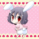  animal_ears black_hair bloomers blush_stickers bunny_ears bunny_tail chibi from_behind grin heart inaba_tewi lowres meiya_neon red_eyes smile solo tail touhou 