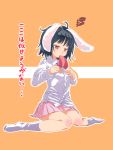  animal_ears black_hair bunny_ears frustrated highres inaba_tewi necktie nostra red_eyes short_hair solo touhou 