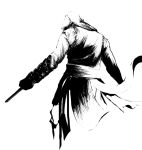  assassin&#039;s_creed assassin's_creed ero_(natalie_0402) gauntlets hidden_blade hood knife monochrome robe sash vambraces weapon 