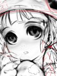  bad_id cold cong1991 face hat mittens monochrome moriya_suwako short_hair solo touhou 