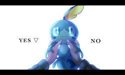  animal_focus blue_eyes blush_stickers closed_mouth commentary_request dated_commentary disembodied_hand english_text highres holding holding_pokemon iogi_(iogi_k) looking_at_viewer partial_commentary pokemon pokemon_(creature) pov simple_background sobble solo_focus straight-on tears white_background 