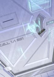  biohazard_symbol cardiogram door highres hologram keypad menou_74 no_humans original prison_cell variant_set 