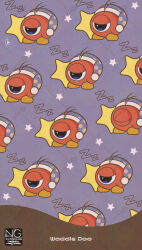 antenna_hair closed_eyes full_body hat highres holding holding_pillow kirby_(series) meme_(sleepsheep) nightcap no_humans one-eyed pillow squinting star_(symbol) waddle_doo zzz 