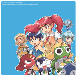  :d alien angol_mois archived_source artist_name bad_link belt belt_buckle black_belt black_eyes black_hair blinking_inside_eyes blonde_hair blue_eyes blue_hood blue_hoodie blush_stickers border bow bowtie box breasts buckle clenched_hand coke-bottle_glasses copyright_notice crossed_arms dororo_(keroro_gunsou) dot_nose drawstring english_text eyelashes frog giroro glasses grey_hat grey_mask grey_veil hair_between_eyes hair_ornament hair_tuft hairclip hat headphones hinata_fuyuki hinata_natsumi holding holding_box hood hood_down hoodie kero_ball keroro keroro_gunsou kururu_(keroro_gunsou) leaf mask medium_breasts mouth_mask neck_ribbon ninja_mask nishizawa_momoka one_eye_closed open_mouth orange_hat outline pink_hair red_bow red_bowtie red_eyes red_hat red_ribbon ribbon school_uniform sheath sheathed short_sleeves shoshinsha_mark shoulder_belt shuriken_print sidelocks single_tear skull_print smile solid_circle_eyes spiral_print star_(symbol) star_print sweatdrop sweater_vest tamama tan teeth tiv tongue twintails undershirt v-shaped_eyebrows v-shaped_eyes veil white_border white_outline white_sleeves wing_collar yellow_hat yellow_sweater_vest 