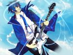  blue electric_guitar guitar instrument jacket kaito male necktie sky solo vocaloid whammy_bar 