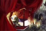  1girl armor bed candelabra canopy_bed couple curtains gwendolyn kiss oboro_keisuke odin_sphere oswald sleeping 