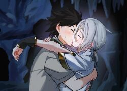  absurdres fate/grand_order fate_(series) fujimaru_ritsuka_(male) fujimaru_ritsuka_(male)_(chaldea_pathfinder) highres kiss prince_of_lan_ling_(eastern_socialite_attire)_(fate) prince_of_lan_ling_(fate) xiao_yi_(framundan) 