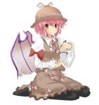  aruon1929 black_legwear black_pantyhose chopsticks dress eating food hat mochi mystia_lorelei pantyhose short_hair sitting solo touhou wagashi wariza wings 