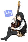  black_eyes black_hair guitar iefukurou instrument k-on! long_hair sweater thigh-highs thighhighs 