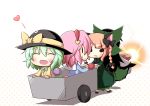  :d ^_^ animal_ears arm_cannon black_hair blush bow braid cape cat_ears cat_tail chibi closed_eyes dress eyeball eyes_closed firing green_hair hair_bow hair_ornament hairband hairclip happy hat hat_bow hat_ribbon heart highres kaenbyou_rin komeiji_koishi komeiji_satori long_hair multiple_girls multiple_tails ominaeshi ominaeshi_(takenoko) open_mouth pink_hair red_hair redhead reiuji_utsuho ribbon short_hair siblings sisters skirt smile solid_circle_eyes sun_hat sweatdrop tail third_eye touhou twin_braids weapon wheelbarrow wings 