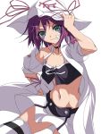  hat merry_nightmare midriff nakano_sora navel purple_hair ribbon thighhighs yumekui_merry 