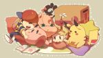  blonde_hair blue_eyes box cardboard_box child gabu_kichi hat hug jigglypuff kirby kirby_(series) lucas mother_(game) mother_2 mother_3 mr._game_&amp;_watch ness nintendo pikachu pikmin pokemon ribbon smile super_smash_bros. tears 