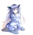  bad_id blue_eyes blue_hair imaichi_moenai_ko imaichi_moenai_musume kobe_shinbun long_hair pantyhose school_uniform sitting sleeves_past_wrists solo wariza work_in_progress yae_(artist) 