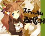  bad_id brown_hair copyright_request cuffs face flower heterochromia shirabi_(life-is-free) smile solo zoom_layer 