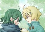  bad_id blonde_hair blue_eyes deltora_quest green_eyes green_hair headband jasmine_(deltora_quest) lief_(deltora_quest) long_hair short_hair suma_(jen-ga) 