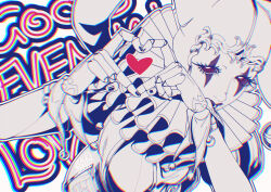  1girl absurdres blackberreh-art clown clown_makeup collar doll_joints eyelashes fingernails four-finger_heart_hands frilled_collar frills hat heart heart_hands highres joints lips makeup mannequin nikola_orsinov no_eyebrows nose solo tareme the_magnus_archives 