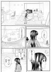  bad_id comic fork k-on! long_hair monochrome plate shimofuri_kaeru table television translated 