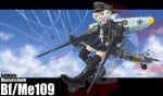  ammunition_belt bad_id bf_109 blue_eyes boots dual_wielding goggles gun hat long_hair mecha_musume military military_uniform nazi ogitsune_(ankakecya-han) original pointy_ears short_hair silver_hair skirt thigh-highs thighhighs totenkopf uniform weapon world_war_ii wwii 