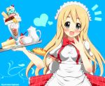  bad_id blonde_hair blue_eyes cake food fujitaka_akari ice_cream k-on! kotobuki_tsumugi long_hair solo waitress 