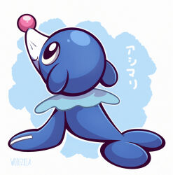  animal_focus black_eyes bright_pupils commentary english_commentary full_body no_humans outline pokemon pokemon_(creature) popplio seal_(animal) simple_background smile solo translation_request white_outline white_pupils woofzilla 