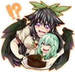  black_hair cake food highres komeiji_koishi long_hair multiple_girls nanami_(artist) red_eyes reiuji_utsuho tears touhou 