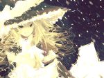  hajimenimodoru hat kirisame_marisa monochrome no_nose perfect_cherry_blossom snow solo touhou 