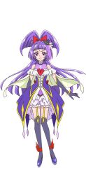  1girl black_gloves black_hat black_thighhighs bloomers blunt_bangs blunt_ends bow breasts cure_magical dress elbow_gloves full_body gloves hair_bow hat izayoi_liko long_hair looking_at_viewer magical_girl mahou_girls_precure! mini_hat mini_witch_hat official_art precure purple_dress purple_hair purple_shoes red_bow second-party_source shoes shorts simple_background small_breasts smile solo standing tachi-e thigh-highs violet_eyes white_background white_shorts witch_hat 