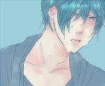  blue kaito male portrait tears vocaloid 