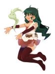  closed_eyes dark_skin deltora_quest eyes_closed filli green_hair jasmine_(deltora_quest) jumping kyl long_hair lowres thigh-highs thighhighs 