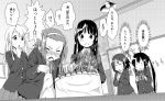  bad_id cake camera food hirasawa_yui k-on! kotobuki_tsumugi long_hair masamuuu monochrome nakano_azusa school_uniform short_hair sneezing snot tainaka_ritsu translated twintails 