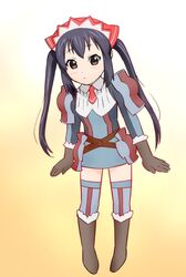  alicia_melchiott alicia_melchiott_(cosplay) brown_eyes cosplay k-on! nakano_azusa purple_hair senjou_no_valkyria senjou_no_valkyria_1 solo thighhighs twintails ueyama_michirou 