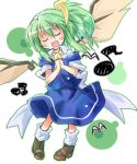  closed_eyes daiyousei eyes_closed green_hair musical_note short_hair side_ponytail singing solo touhou wings yuuhi_aruha 